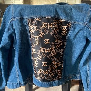 Custom Denim Jacket with repurposed Chanel fabric